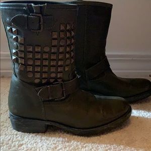 Army green studded combat boots